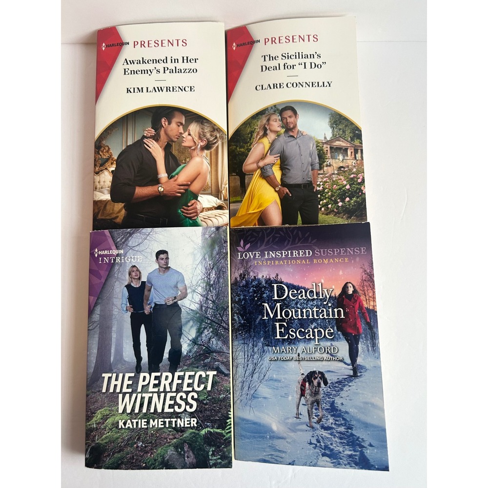 Harlequin Romance Book Lot 4 Paperback Presents Intrigue Suspense Lawrence Mary